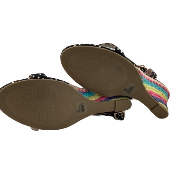 Betsey Johnson Pima‎ Wedge Sandals Size 9.5 Polka Dot Rainbow Polka Dot - Picture 8 of 8